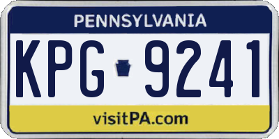 PA license plate KPG9241