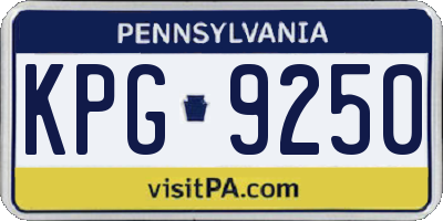 PA license plate KPG9250
