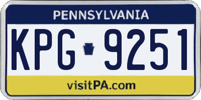 PA license plate KPG9251