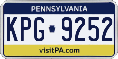 PA license plate KPG9252