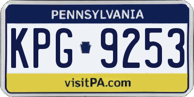 PA license plate KPG9253
