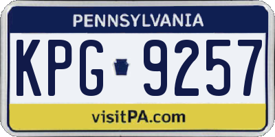 PA license plate KPG9257