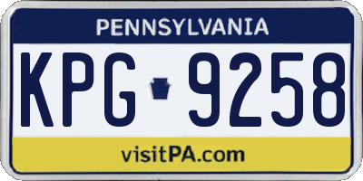 PA license plate KPG9258