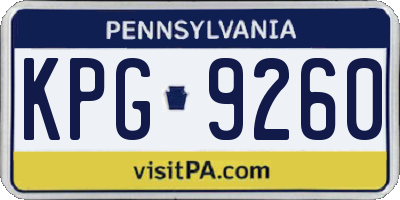 PA license plate KPG9260