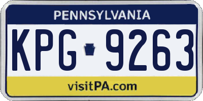 PA license plate KPG9263