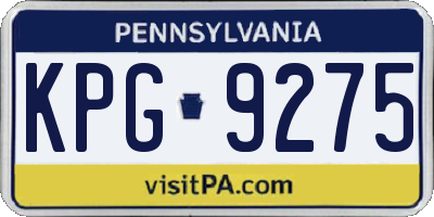 PA license plate KPG9275