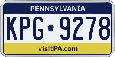 PA license plate KPG9278