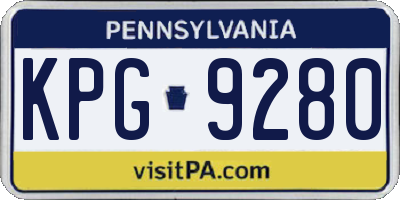 PA license plate KPG9280