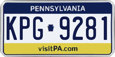 PA license plate KPG9281