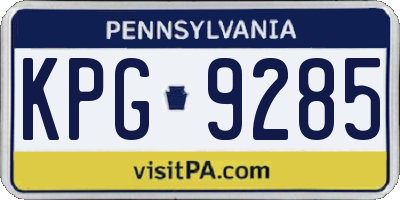PA license plate KPG9285