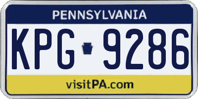 PA license plate KPG9286