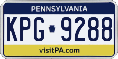 PA license plate KPG9288