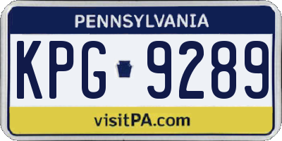 PA license plate KPG9289
