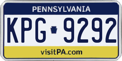 PA license plate KPG9292