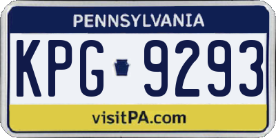 PA license plate KPG9293