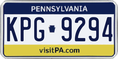 PA license plate KPG9294