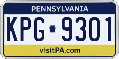 PA license plate KPG9301