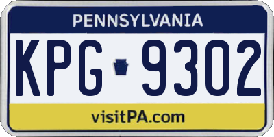 PA license plate KPG9302
