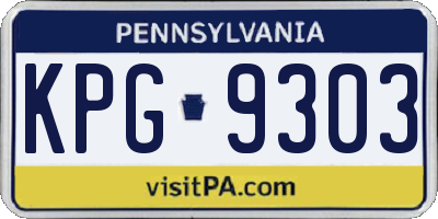 PA license plate KPG9303