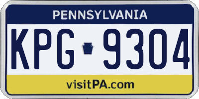 PA license plate KPG9304