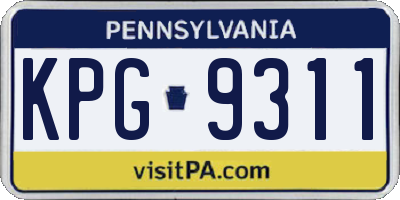 PA license plate KPG9311