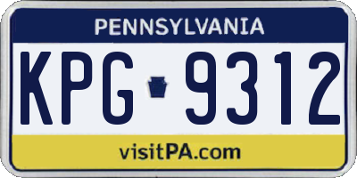 PA license plate KPG9312