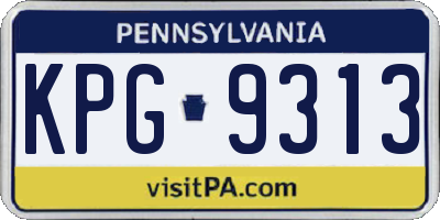 PA license plate KPG9313