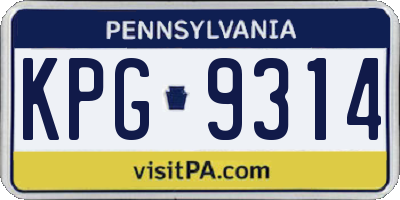 PA license plate KPG9314