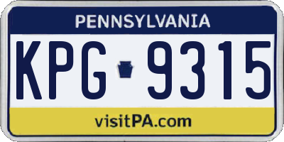 PA license plate KPG9315