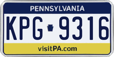 PA license plate KPG9316