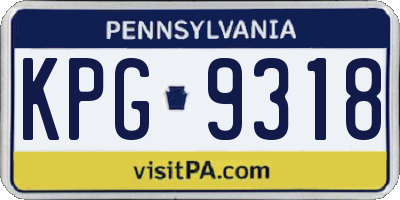 PA license plate KPG9318