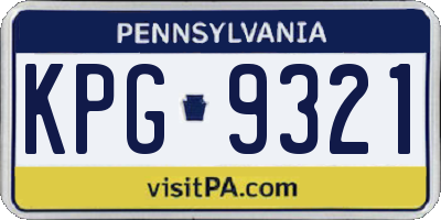 PA license plate KPG9321