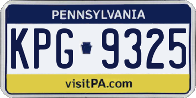 PA license plate KPG9325