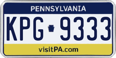PA license plate KPG9333