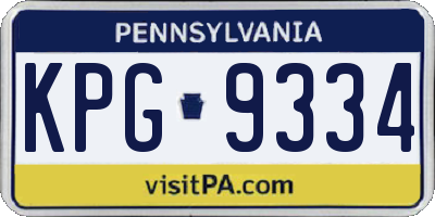 PA license plate KPG9334