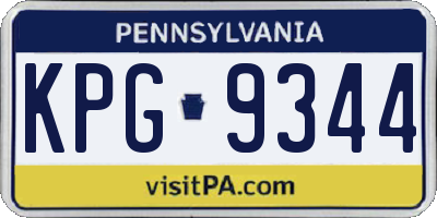 PA license plate KPG9344