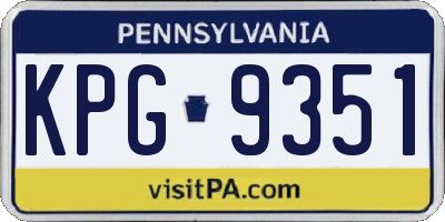 PA license plate KPG9351