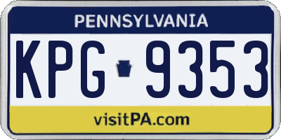 PA license plate KPG9353