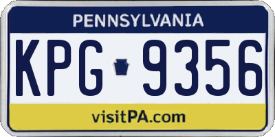 PA license plate KPG9356