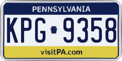 PA license plate KPG9358