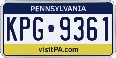 PA license plate KPG9361