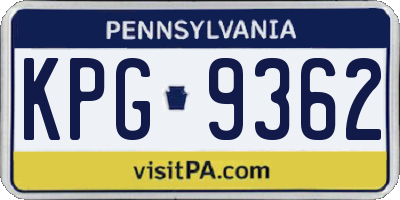 PA license plate KPG9362