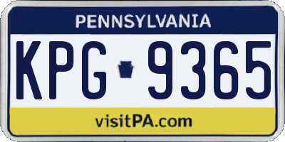 PA license plate KPG9365