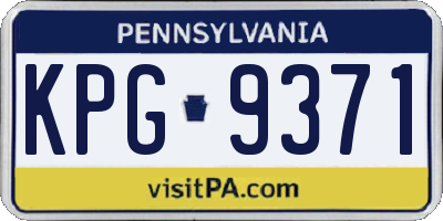 PA license plate KPG9371