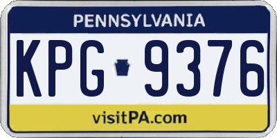 PA license plate KPG9376