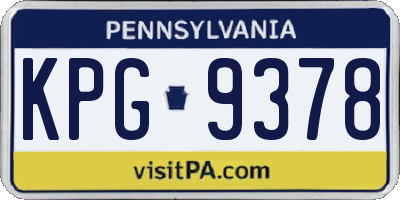 PA license plate KPG9378