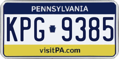 PA license plate KPG9385