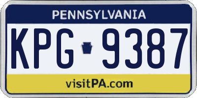 PA license plate KPG9387
