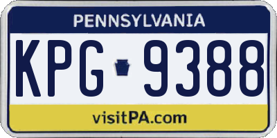 PA license plate KPG9388