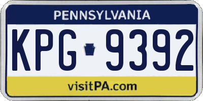 PA license plate KPG9392